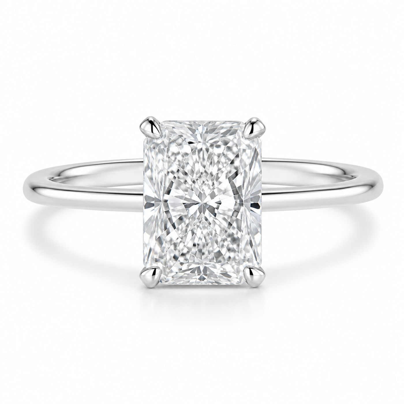 18K ақ алтындағы Solitaire Radiant сақинасы
