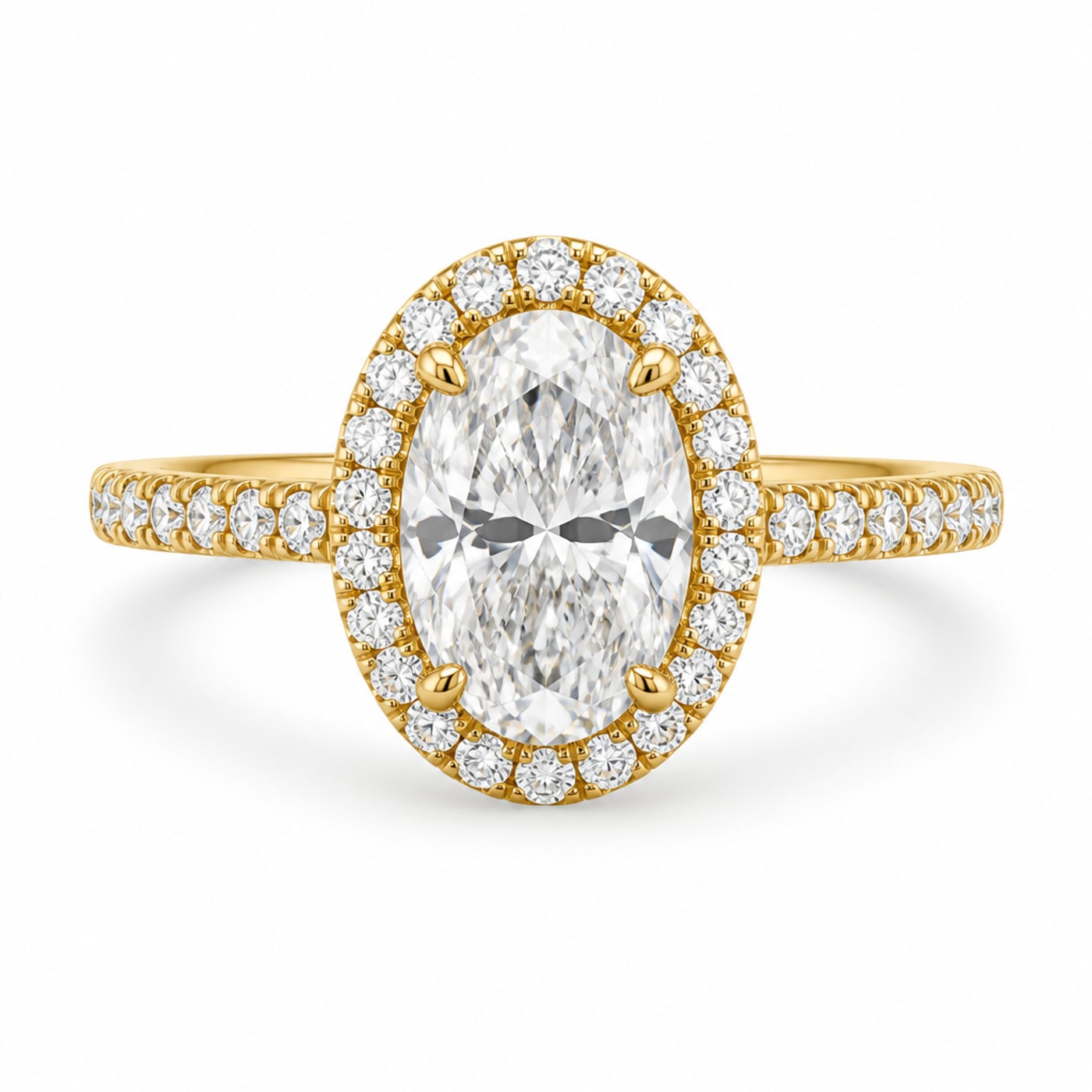 Oval Halo Engagement Ring in 18K Yellow Gold