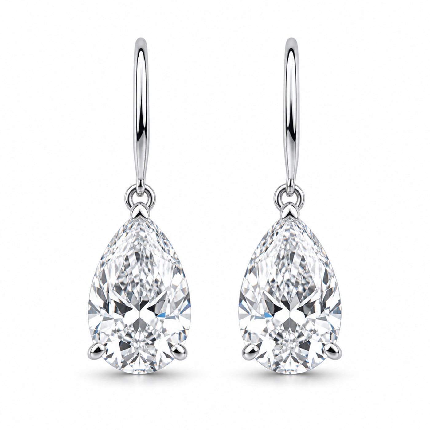 Pear Diamond Drop Earrings in 18K White Gold