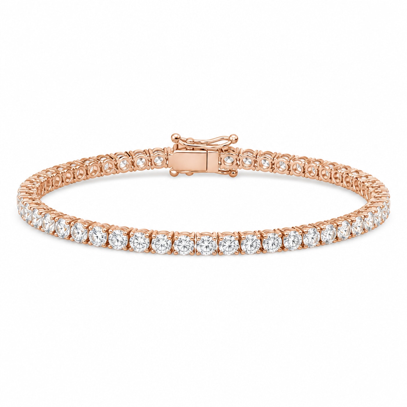 Tennis Bracelet with Round Diamonds in 18K Rose Gold