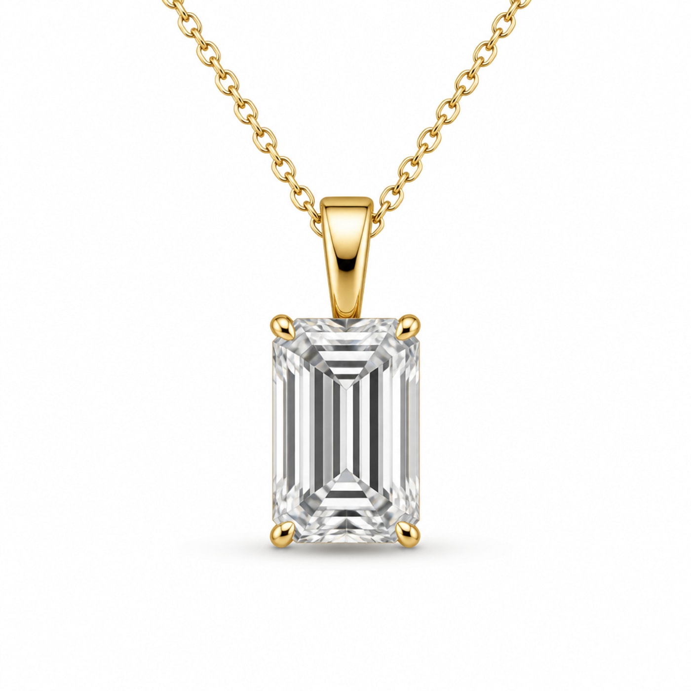 Emerald-Cut Solitaire Pendant in 18K Yellow Gold